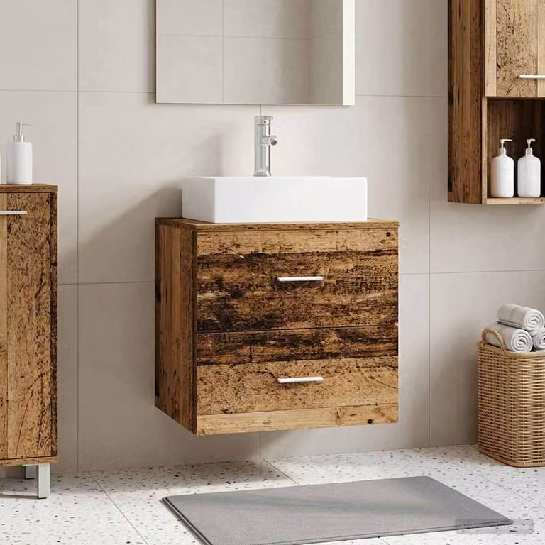 Lavabo da parete moderno vidaXL in legno color marrone con cassetti e ante L/P/H: 49,5 x 41 x 62,5 cm