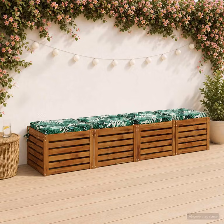Set di 4 cuscini per sedia quadrati vidaXL in poliestere verde con rivestimento lavabile e resistente ai raggi UV