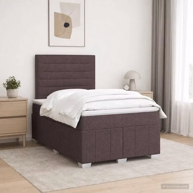 Letto Box Spring vidaXL con Materasso a Molle Pocket e Illuminazione LED, Colore Marrone e Bianco, L/P: 120 x 200 cm