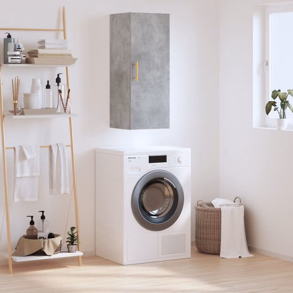 Mobile a parete vidaXL moderno in MDF grigio opaco L: 34,5 cm, P: 34 cm, H: 90 cm