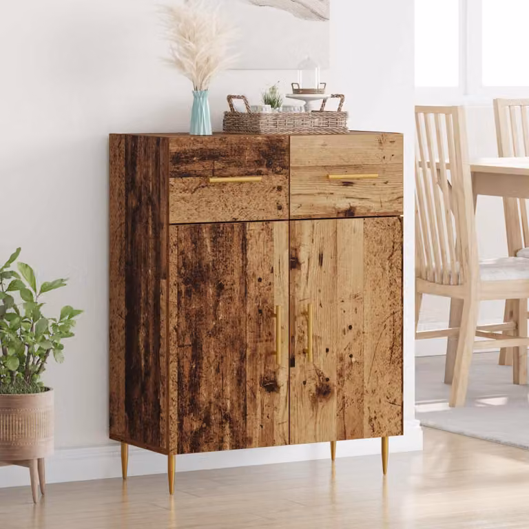 Credenza moderna vidaXL in legno ingegnerizzato e metallo, colore marrone, L: 69,5 cm, P: 34 cm, H: 90 cm
