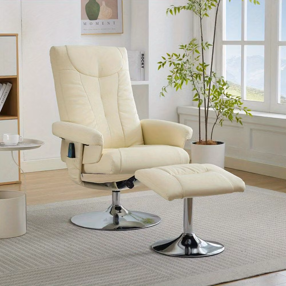 Poltrona relax - Poltrona moderna con massaggio a 5 punti, funzione girevole a 360 gradi e poggiapiedi