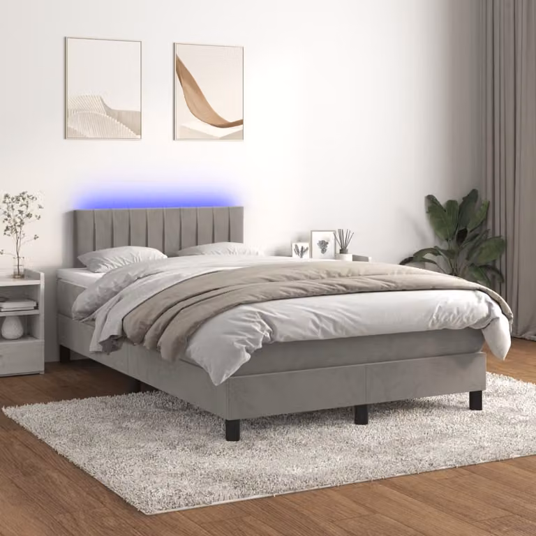 Maison Exclusive - Letto a Molle con Materasso e LED Grigio Chiaro 120x200 cm Velluto