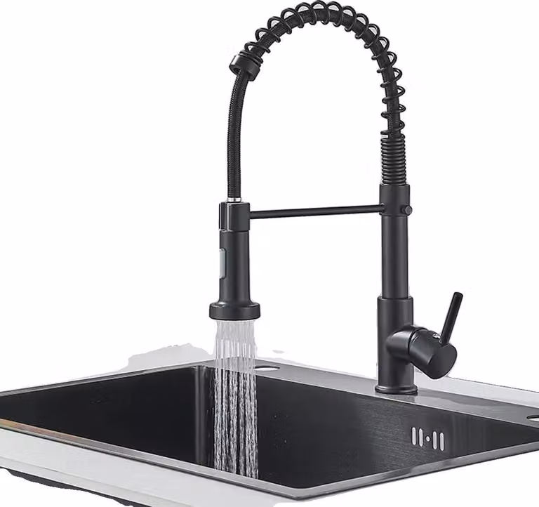 Rubinetto da cucina, doccetta estraibile, montaggio a parete, nero opaco C