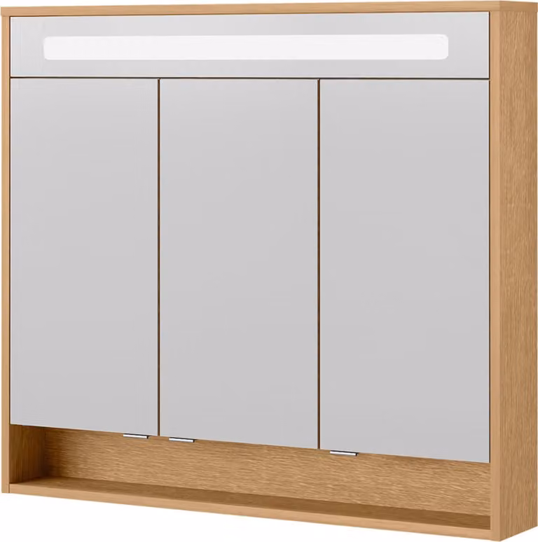Armadietto a specchio FACKELMANN Natura LED / Armadietto da bagno con chiusura ammortizzata / Dimensioni (L x A x P): circa 93,5 x 84 x 15,5 cm / Armadietto di alta qualità con specchio e illuminazione per il bagno / Corpo: marrone
