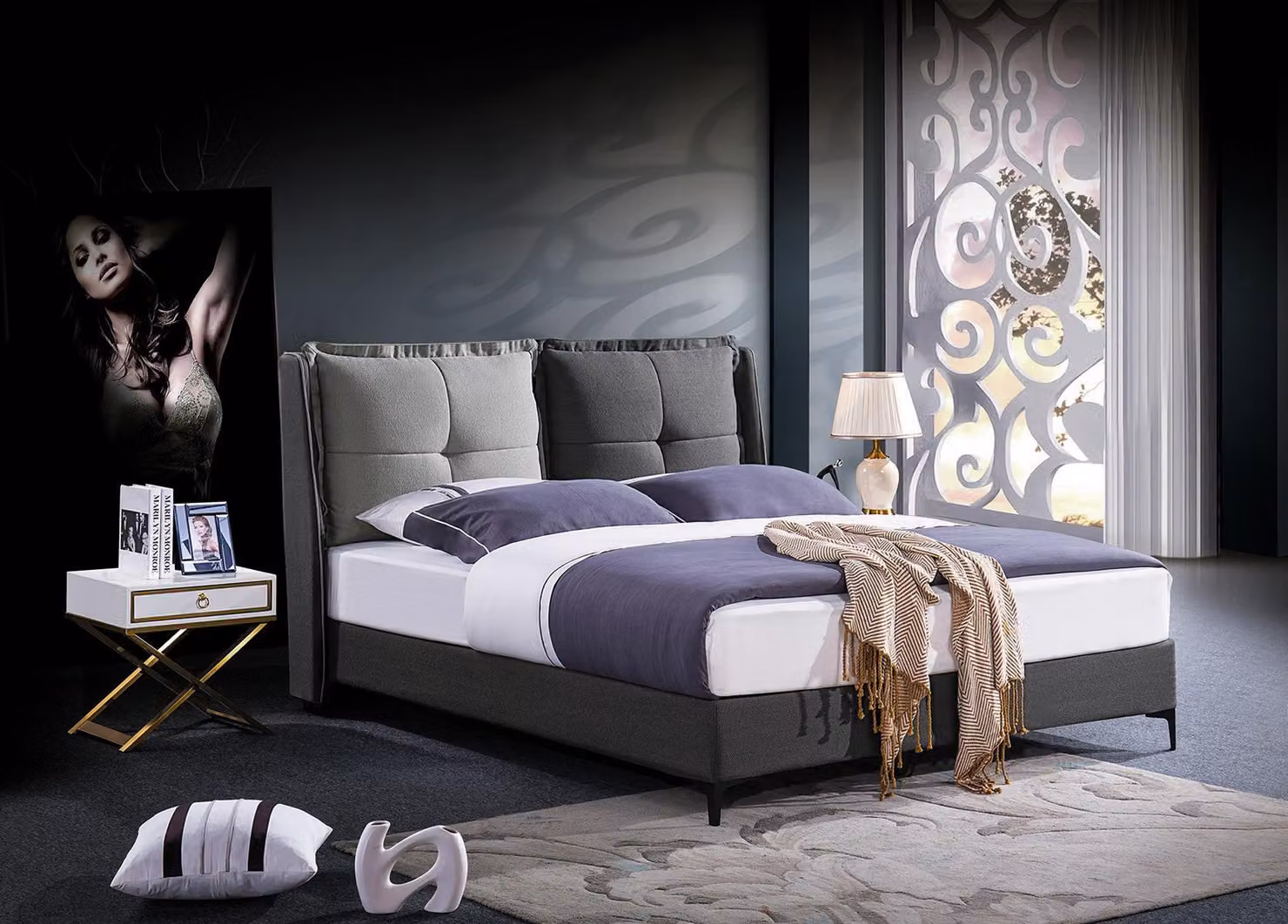 Bett Polster Design Luxus Doppel Hotel Betten Ehe Schlaf Zimmer Leder 180x200cm