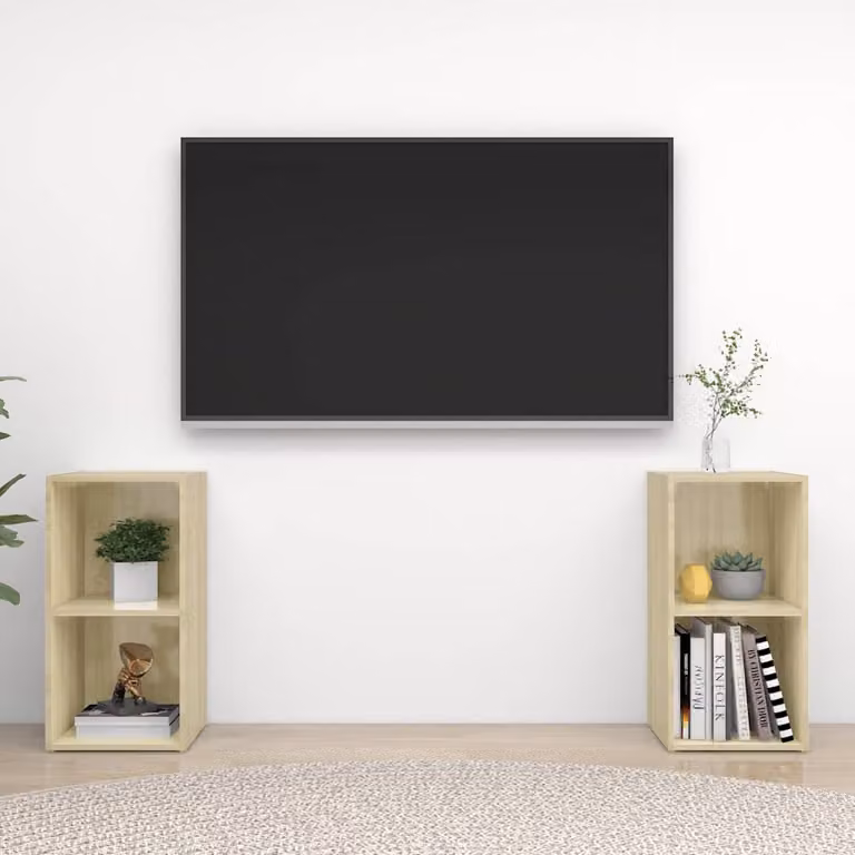 Set di 2 mobili TV vidaXL in legno multistrato color rovere, L 72 cm x P 35 cm x H 36,5 cm