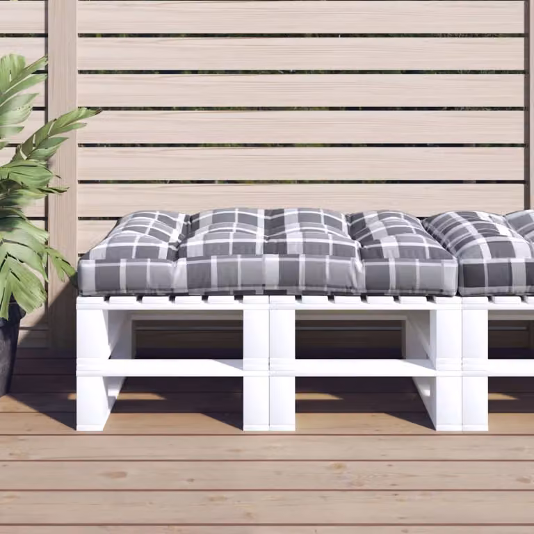 vidaXL Cuscino per Pallet Grigio in Poliestere L: 120 cm, P: 80 cm, H: 12 cm