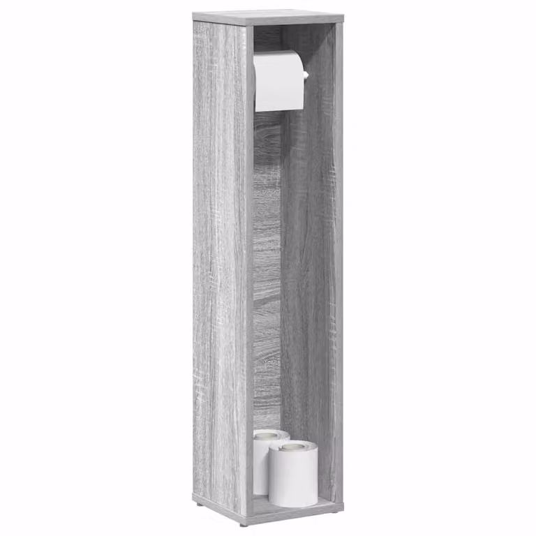 vidaXL Mobiletto da bagno sospeso con portarotolo Grigio Sonoma L 20,5 cm x P 20 cm x H 90 cm