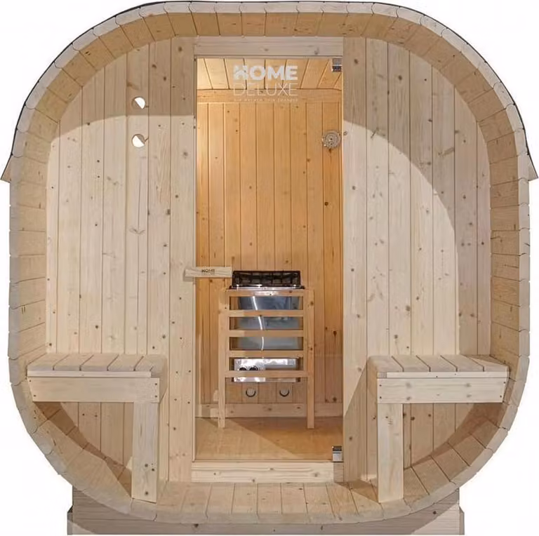 Home Deluxe - Sauna da esterno CUBE DELUXE - L - dimensioni: ca. 220 cm x 185 cm x 194 cm, legno: abete rosso - incl. riscaldatore sauna e accessori sauna I Sauna da giardino, sauna da esterno, sauna a botte per 4 persone
