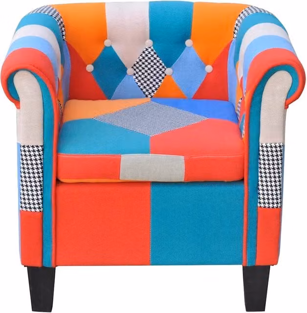 Poltrona | Sedia Relax con Design Patchwork in Tessuto