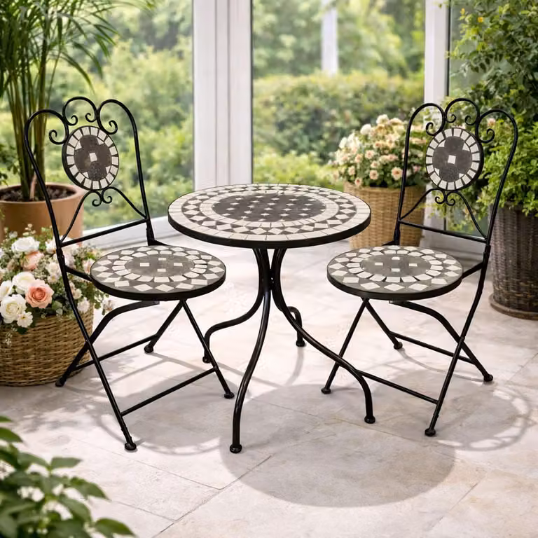 set di sedute a mosaico 3 pezzi set da giardino set da bistrot mobili da giardino Ø60cm