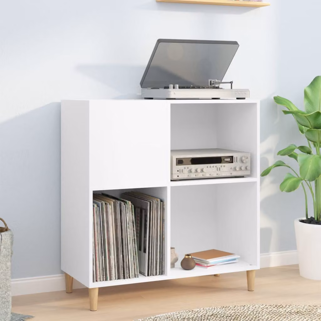 vidaXL Mobile Porta Dischi Bianco in Legno Multistrato L: 84,5 cm, P: 38 cm, H: 89 cm