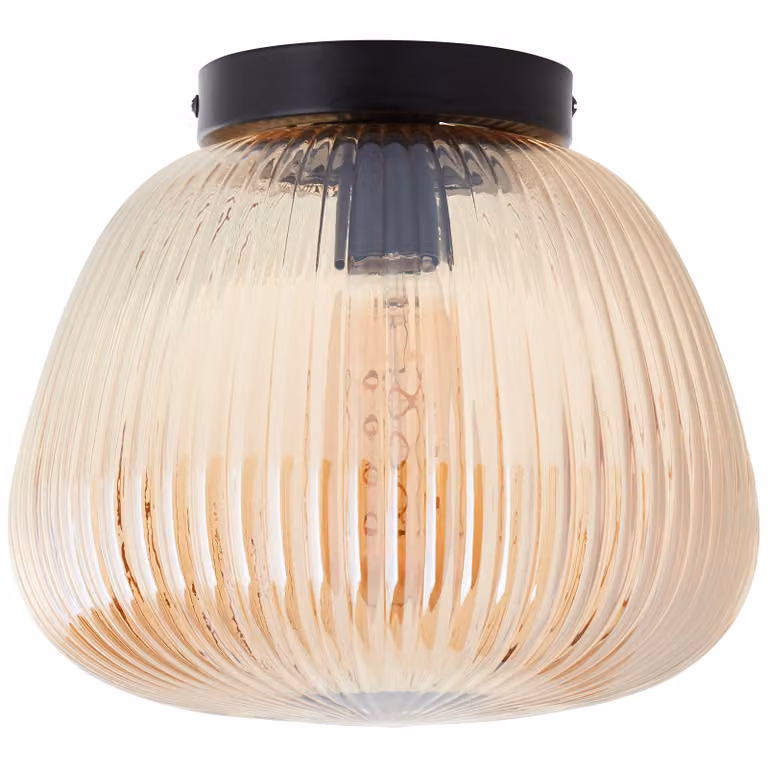 BRILLIANT Lampada da soffitto 25 cm Kaizen Vetro/metallo ambra/nero opaco