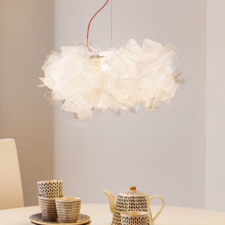 Slamp Lampada a sospensione Clizia, dimmerabile, Bianco / Opale, Soggiorno / Sala da pranzo, Plastica, Design, Lampada a sospensione