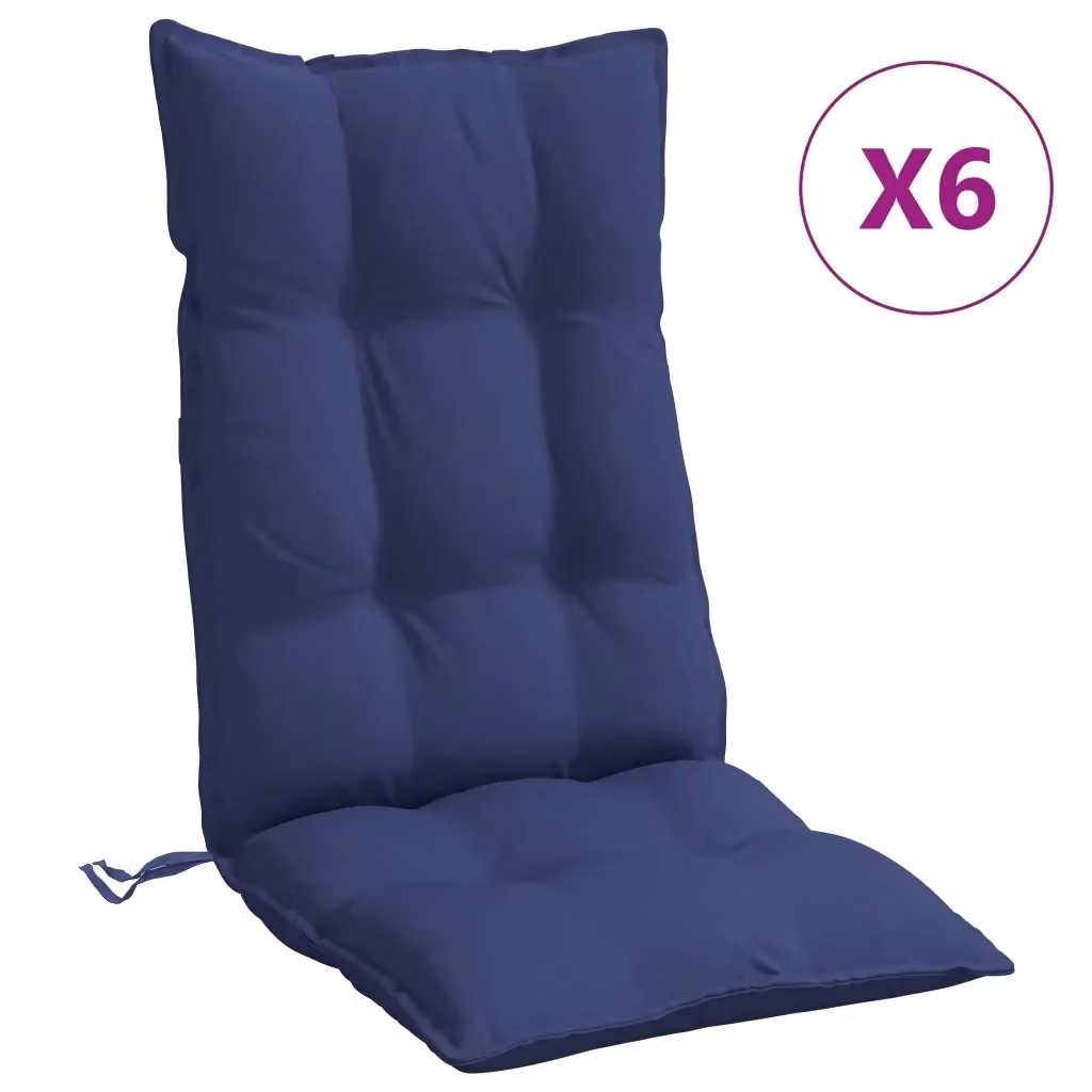 Set di 6 cuscini per sedia con schienale alto vidaXL, colore blu, in tessuto Oxford impermeabile e traspirante – 2