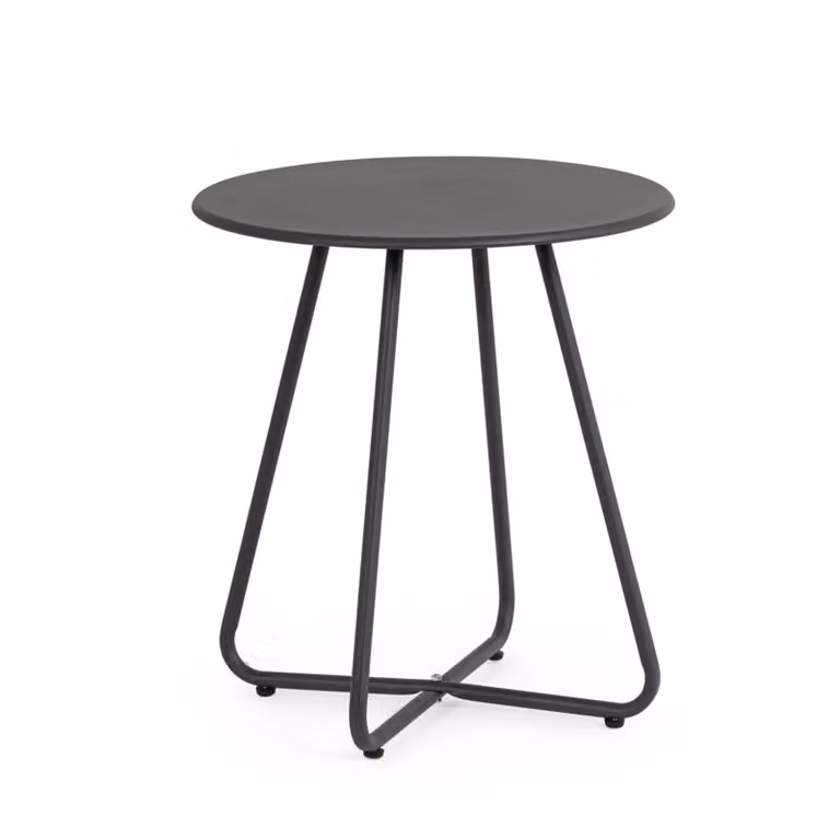 Tavolino rotondo GAVIAO in acciaio antracite, Ø45×50 cm