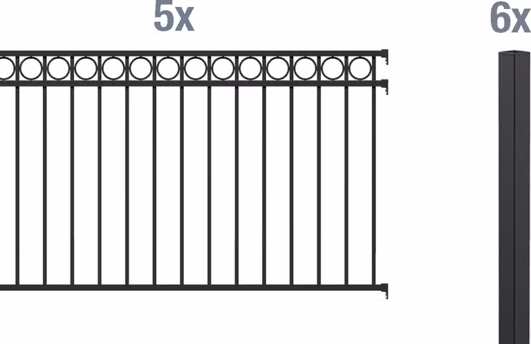 Alberts 509446 Set completo di recinzione Circle, per l'installazione nel calcestruzzo, nero opaco, altezza 100 cm, lunghezza 10 m