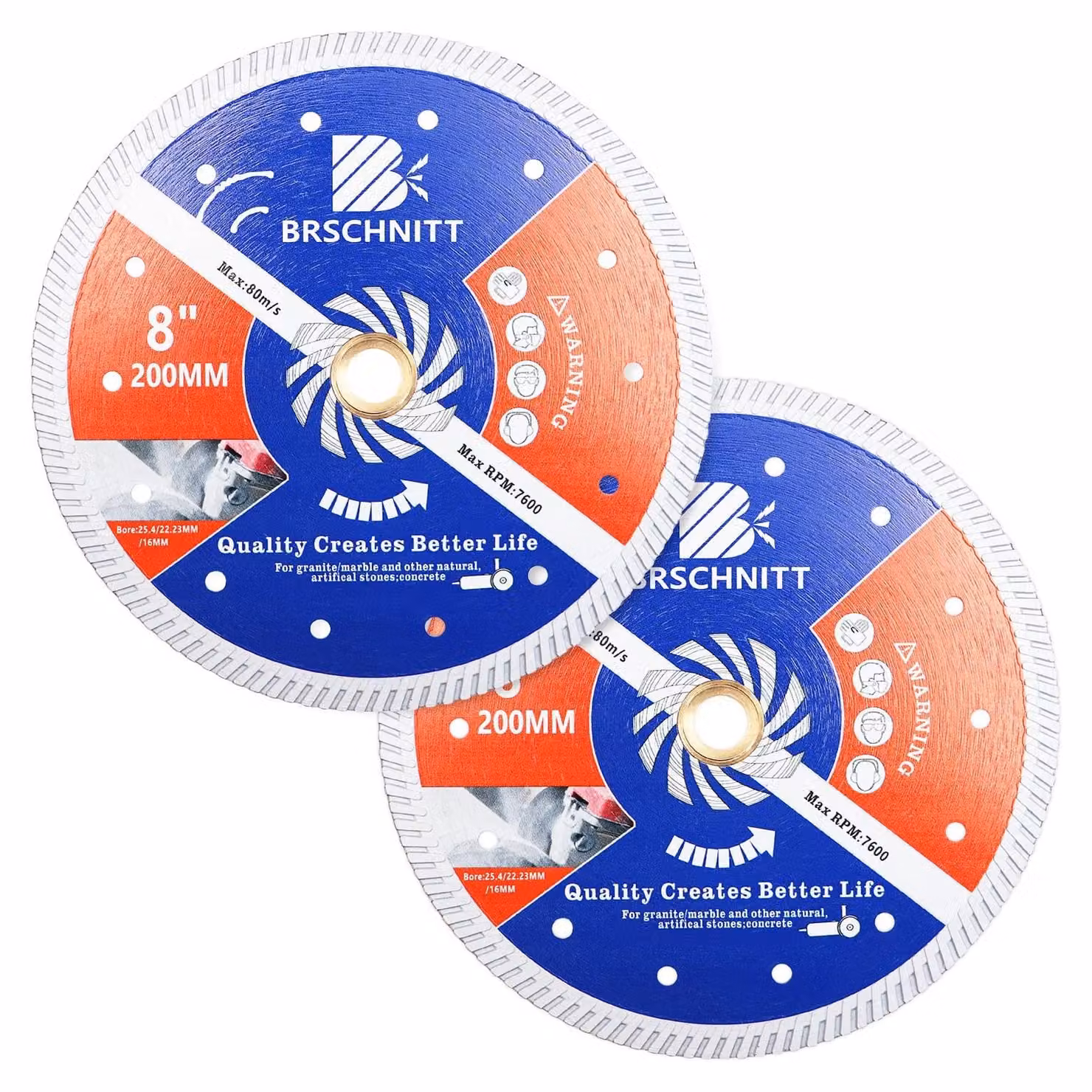 Set di 2 dischi diamantati per tagliare cemento e pietra
