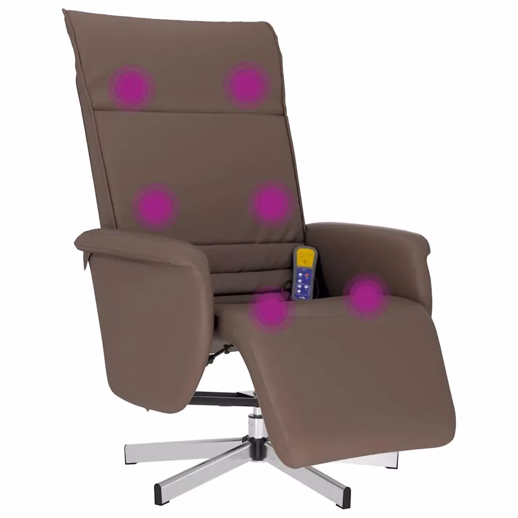 Poltrona Reclinabile vidaXL in Similpelle Marrone con Poggiapiedi e Sedia Relax girevole a 360 gradi per Soggiorno L/P/H: 71,0 x 86,5 x 107,5 cm – 2