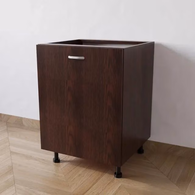Base cucina Calandrelli con 1 anta, colore Wengè, L: 60 cm, P: 55,5 cm, H: 72 cm