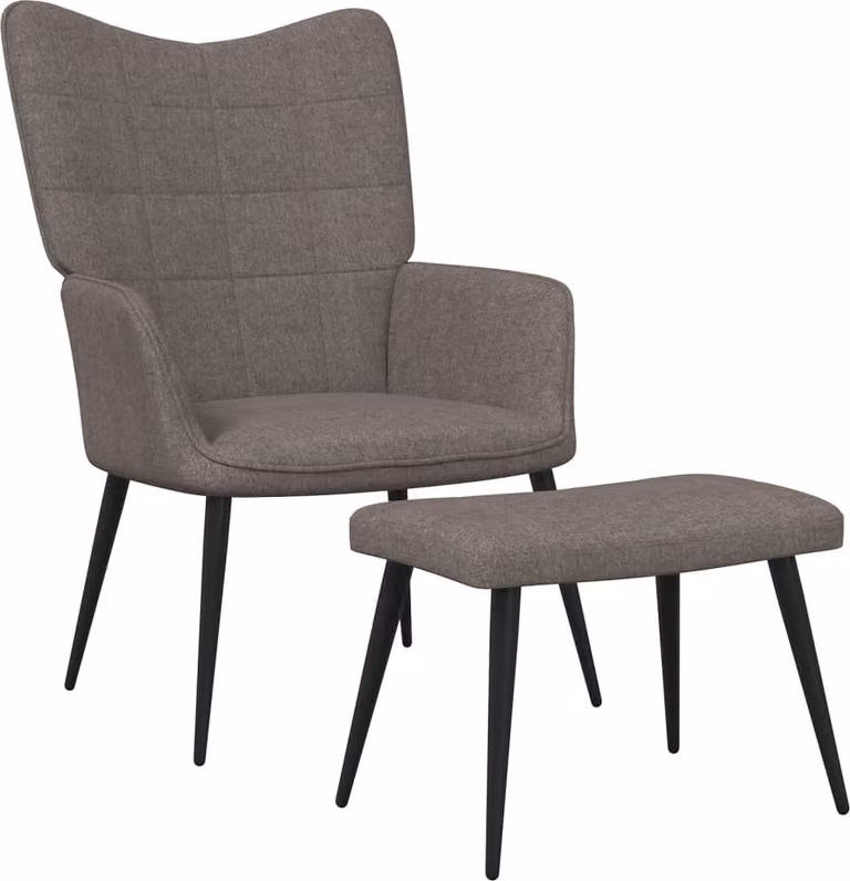 Sedia Relax con Sgabello Tortora in Tessuto