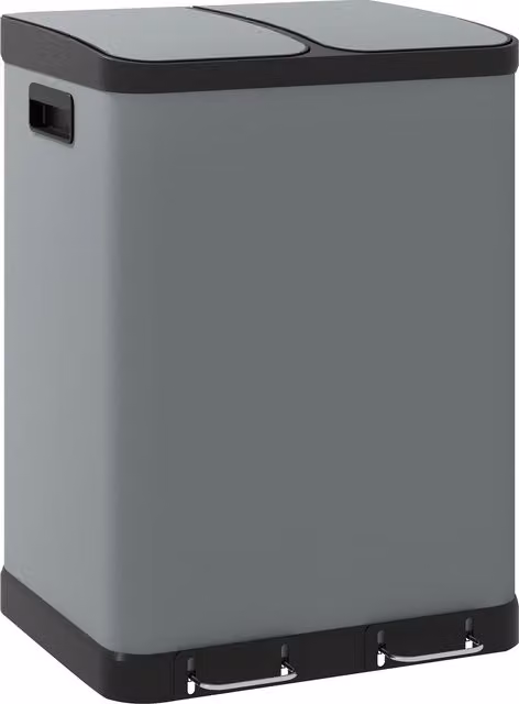 Pattumiera a doppio scomparto HOMCOM con pedale e secchi estraibili, Grigio, 2x30 L