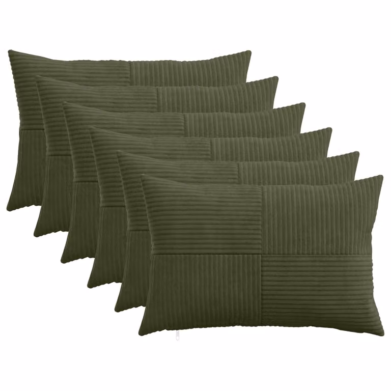 Set di 6 federe vidaXL ALMELO in velluto a coste verde, L 50 cm x P 75 cm