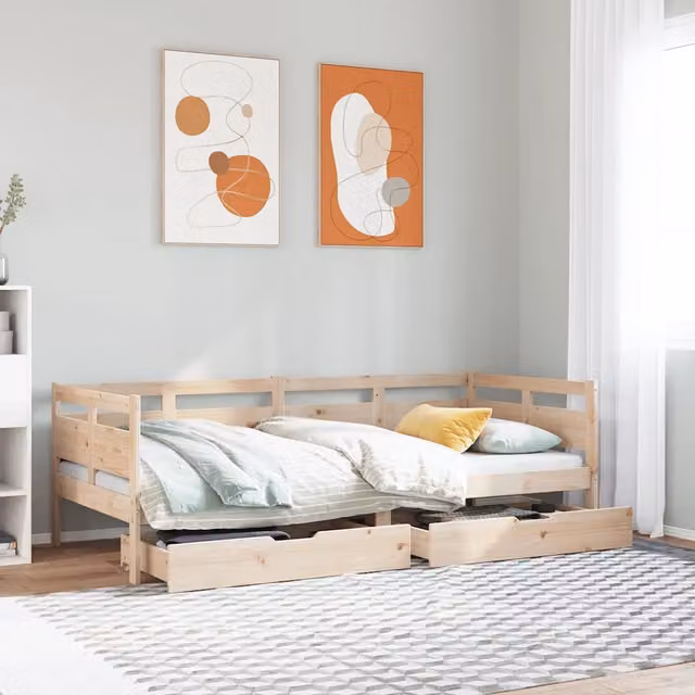 Dormeuse con Cassetti 90x190 cm in Legno Massello Pino 3302118