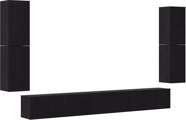 Unit¨¤ TV Montaggio a parete 4 pz | Armadietto TV | Mobile Porta TV Rovere Nero Legno multistrato
