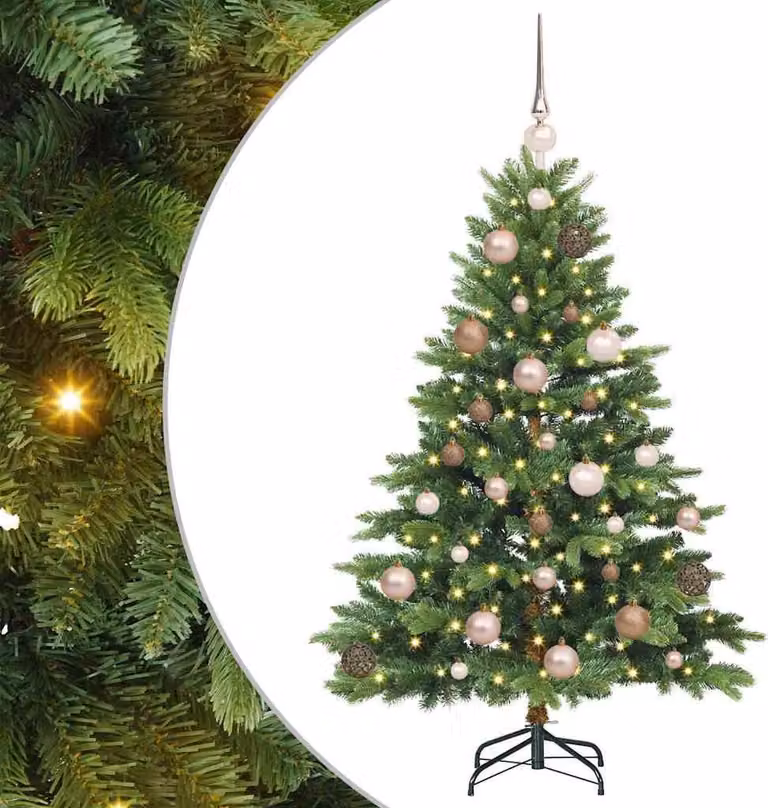 Albero di Natale artificiale con 150 LED verdi da 120 cm in PE e PVC