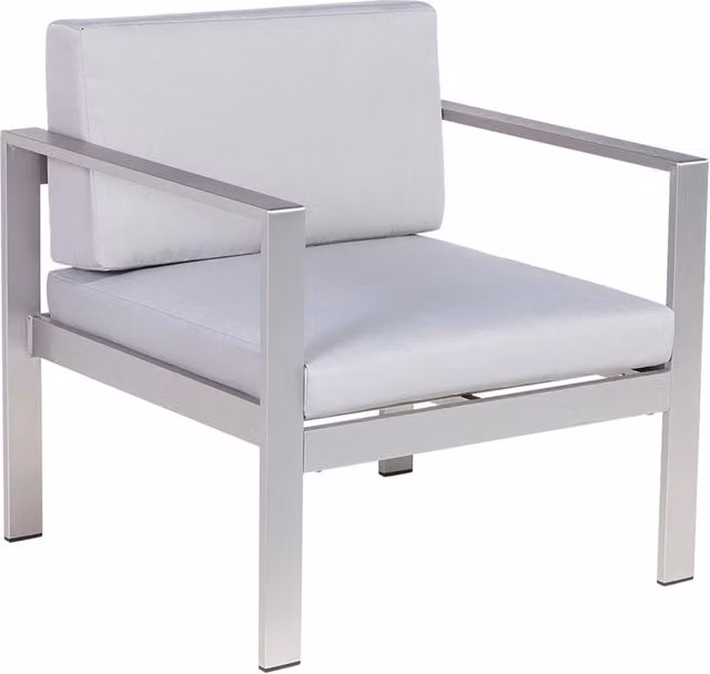 Poltrona da giardino moderna BELIANI in alluminio verniciato grigio con cuscini resistenti ai raggi UV per esterno