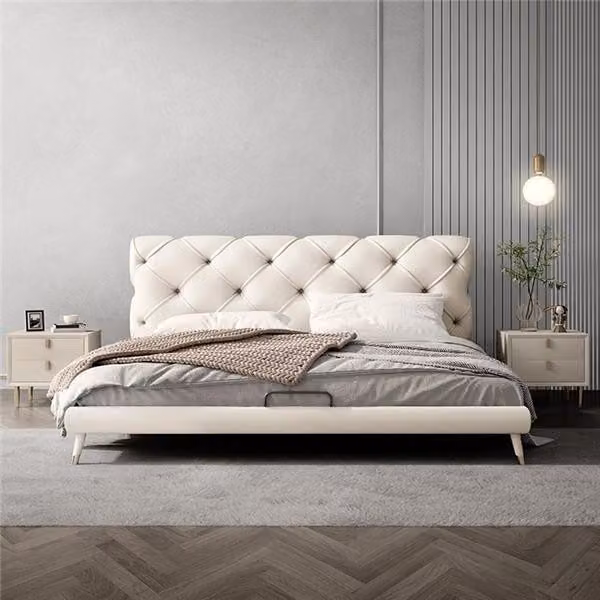 Betten 180x200cm Schlaf Zimmer Textil Stoff Bett Chesterfield Design Luxus Hotel