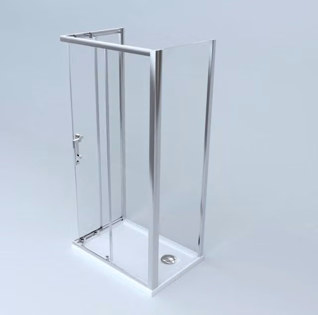 Box Doccia 3 lati 80x80x70 cm: fisso + angolare scorrevole Cromato LICA