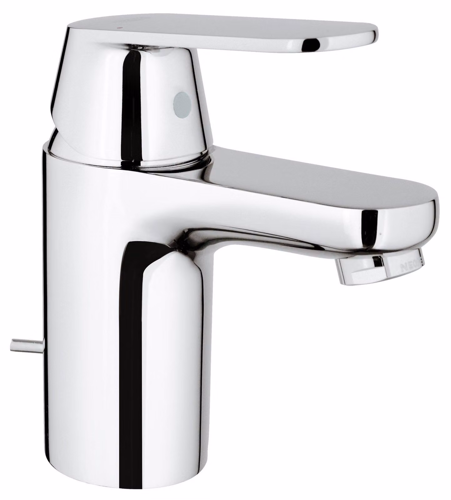 Miscelatore per lavabo, monocomando, cromato, in ottone, completo di gruppo di scarico