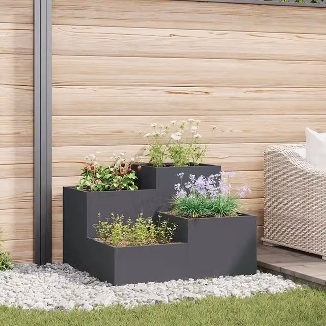 Vaso da giardino Antracite 80 x 80 x 60 cm Acciaio 865857