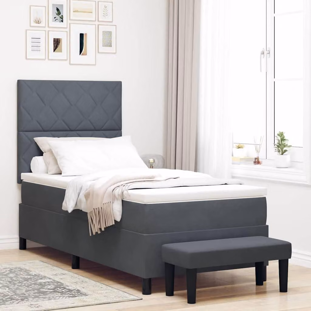 Maison Exclusive - Letto boxspring con testiera grigio scuro 190 x 90 cm in velluto