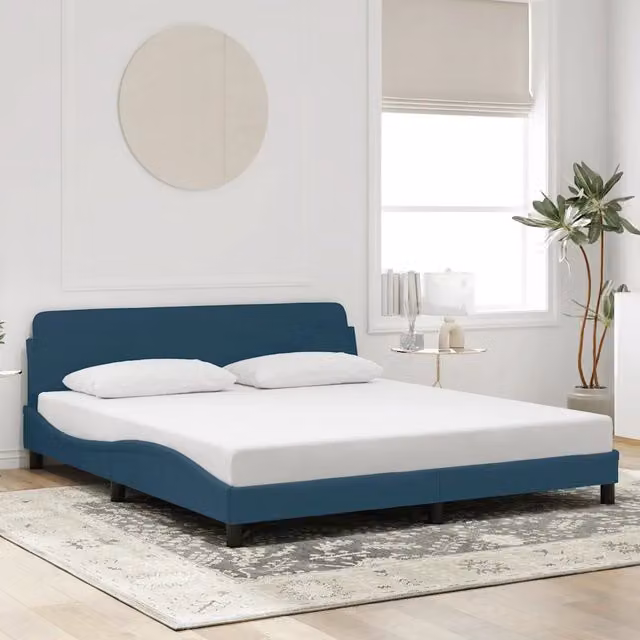 Giroletto con Testiera Dover Blu 180x200 cm in Velluto 373236