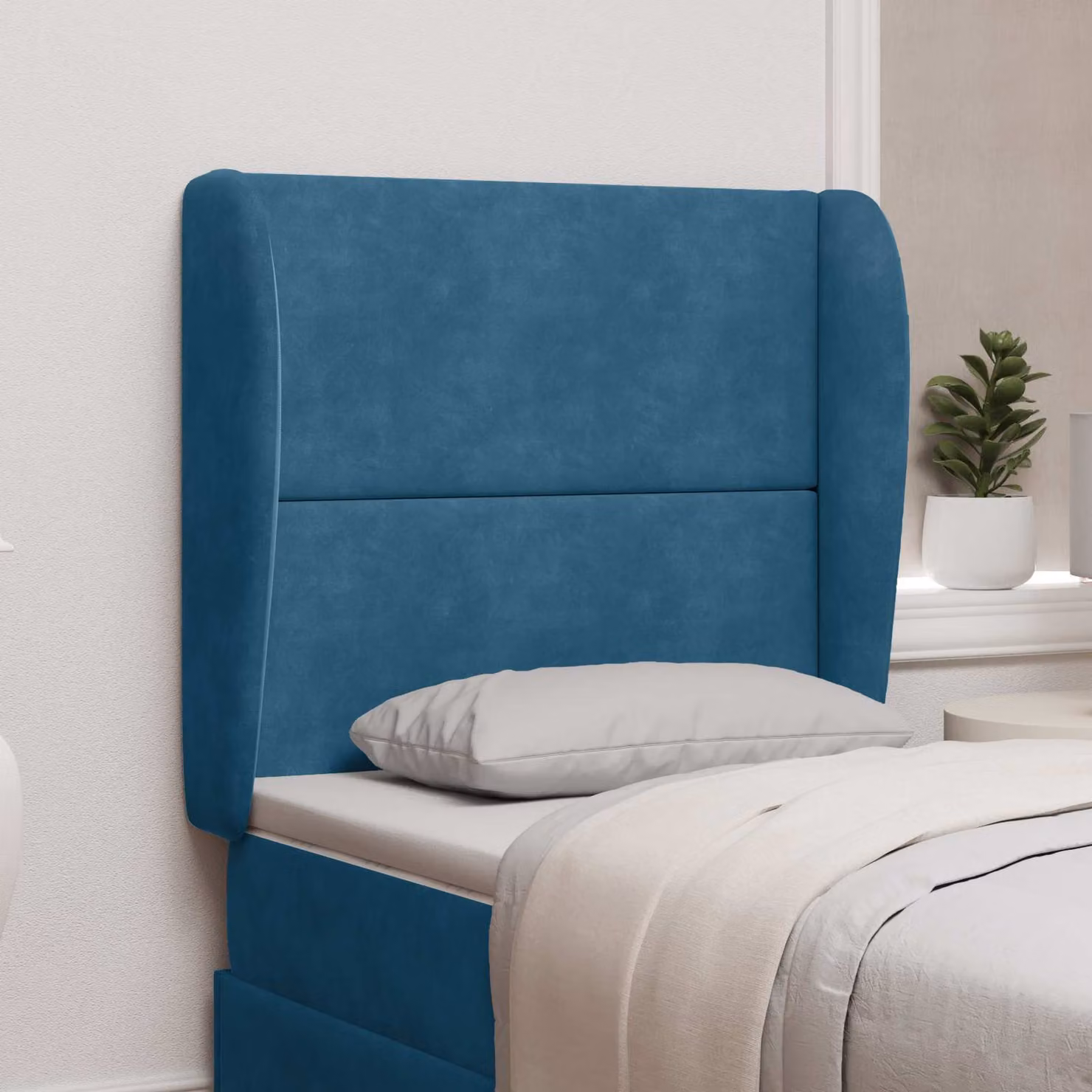 vidaXL Testata del Letto con Orecchie in Velluto Blu L 80 x P 23 x H 6 cm
