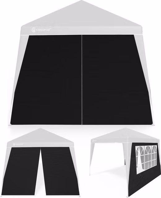 Set di 2 Gazebo pieghevoli a parete laterale Capri Casaria® nero 3x3m in poliestere con protezione UPF 50+ – 1