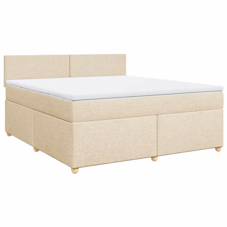 Giroletto a Molle con Materasso Crema 180x200 cm in Tessuto