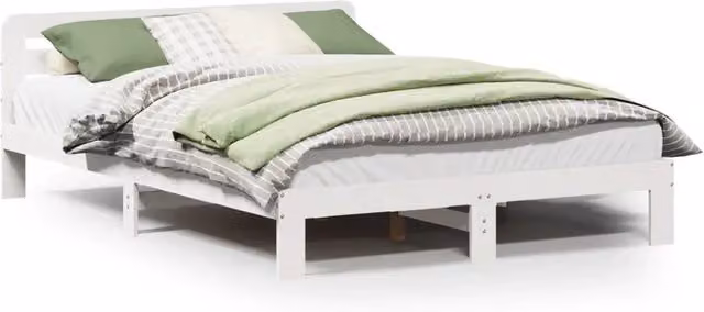 Letto matrimoniale Design In in legno massello di pino bianco con doghe fisse, L/P/H: 140 x 200 x 65,5 cm – 1