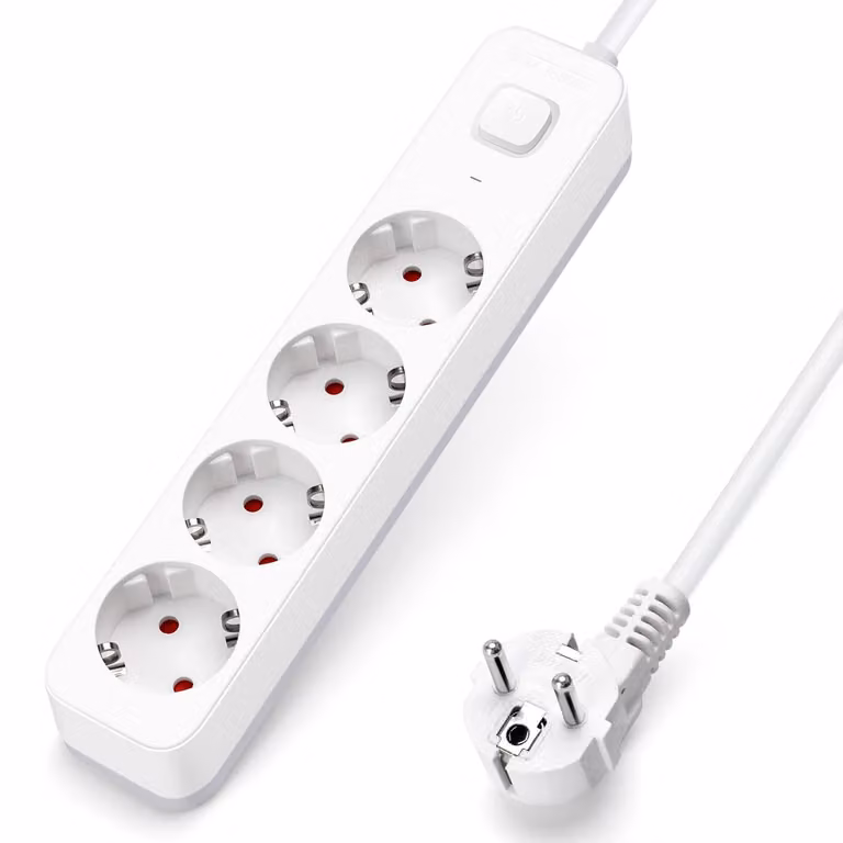 Ciabatta multipresa Aigostar con 4 prese e interruttore, presa multipla con protezione per bambini, ciabatta con cavo da 5 metri – 4 prese, senza USB, cavo da 5 metri