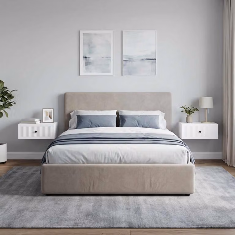 Set di 2 Armadi da Notte vidaXL Bianco Lucido L 49 cm x P 34,5 cm x H 20 cm