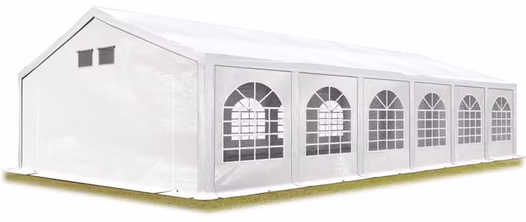 TOOLPORT Tenda per feste 6x12 m bianca, telo PE Professional 550 N impermeabile, protezione UV con telaio di base, gazebo da giardino