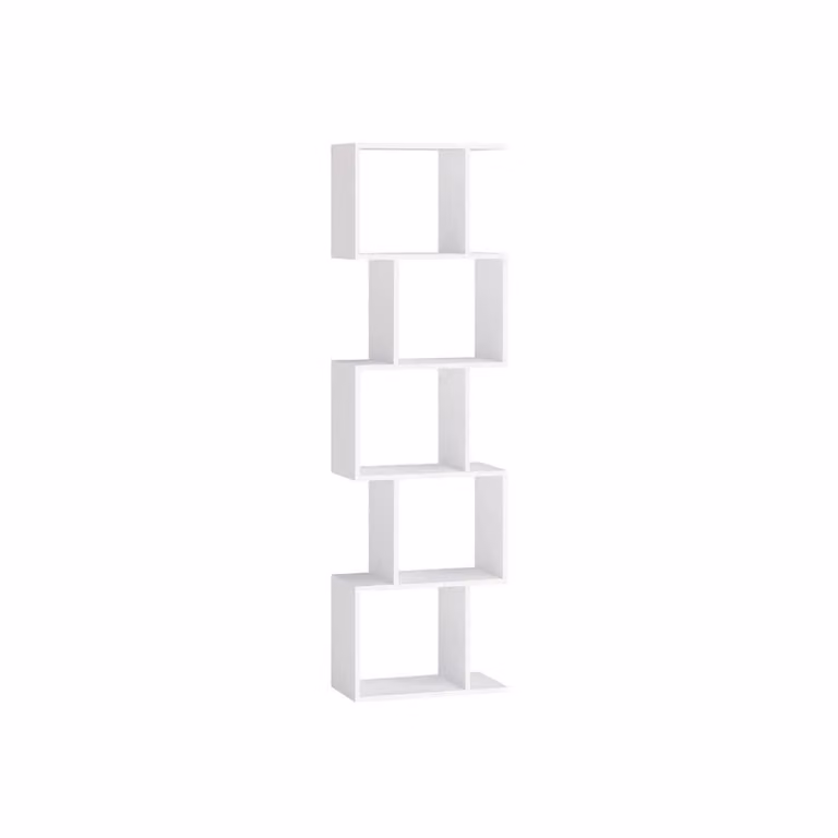Scaffale libreria moderno con ripiani e scomparti, Bianco Opaco / 5 Ripiani (159H cm)