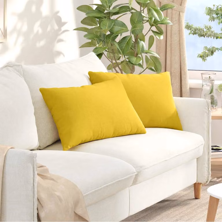 Set di 2 cuscini da divano vidaXL in tessuto giallo chiaro, forma rettangolare, L 60 cm x P 40 cm x H 40 cm