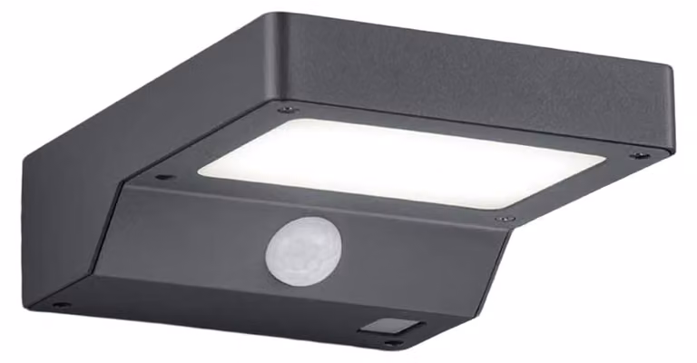 Lampada da esterno solare Fomosa, colore antracite, con tecnologia LED e sensore di movimento