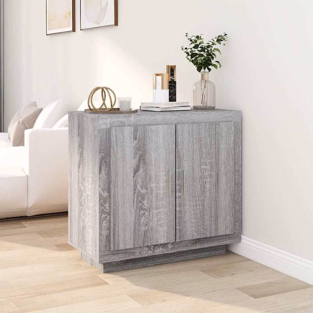 Credenza vidaXL in legno multistrato e MDF Grigio Sonoma, L 80 cm x P 40 cm x H 75 cm