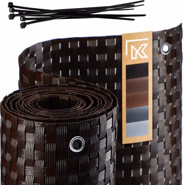Telo di copertura per balcone in tecnorattan Kadax, marrone, L: 6 m, H: 0,9 m